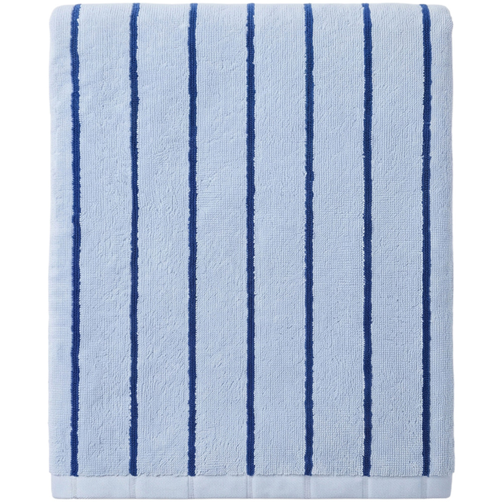 Allure Bath Fashions Light Blue and Dark Blue Strand Striped Large Bath Sheet 100 x 150cm Image 1