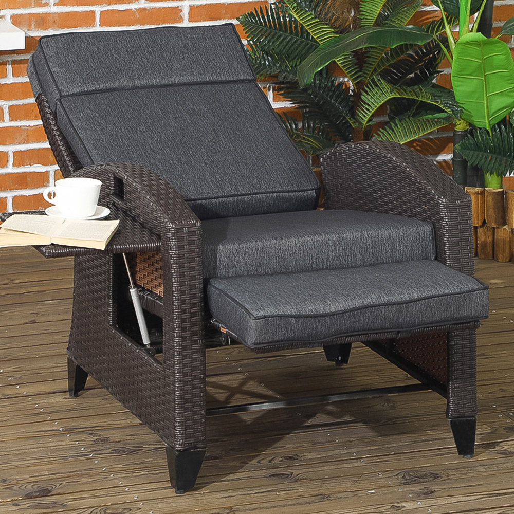 Outsunny Grey Outdoor Recliner Chair Image 1