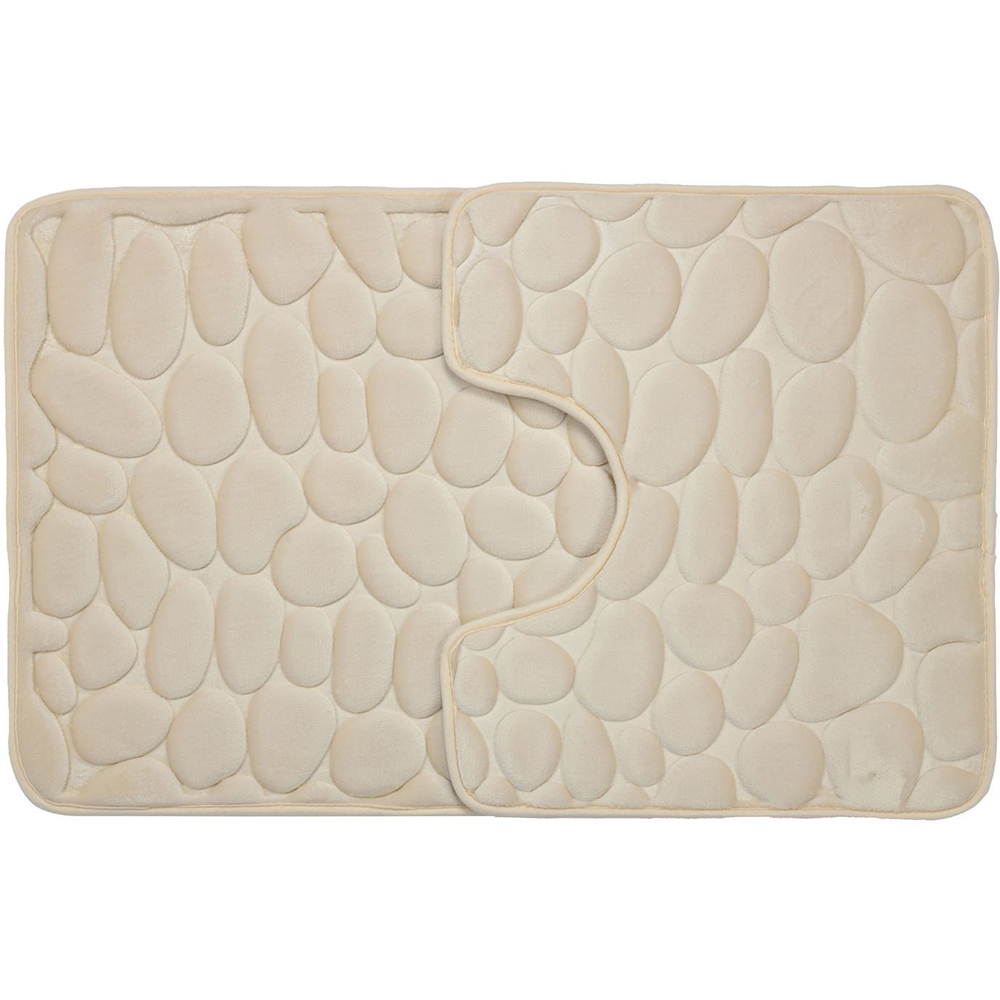 Pebble Bath and Pedestal Mat Set - Cream Image 1