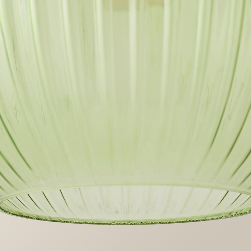 ValueLights Maddison Pale Green Ribbed Glass Easy Fit Ceiling Pendant Lamp Image 6