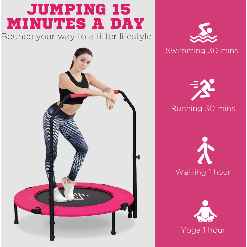 HOMCOM 3ft Pink Fitness Trampoline Image 7