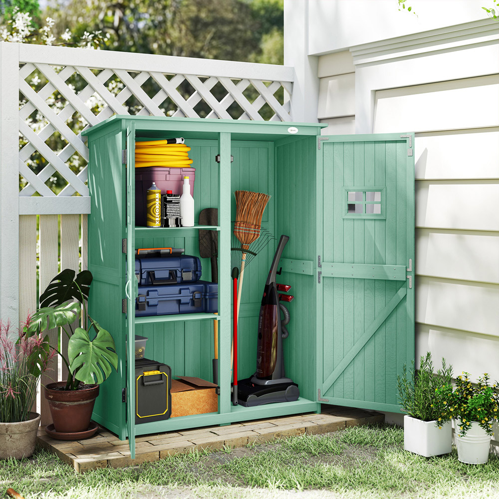 Outsunny 4.1 x 1.6ft Green Garden Tool Storage Cabinet Image 2