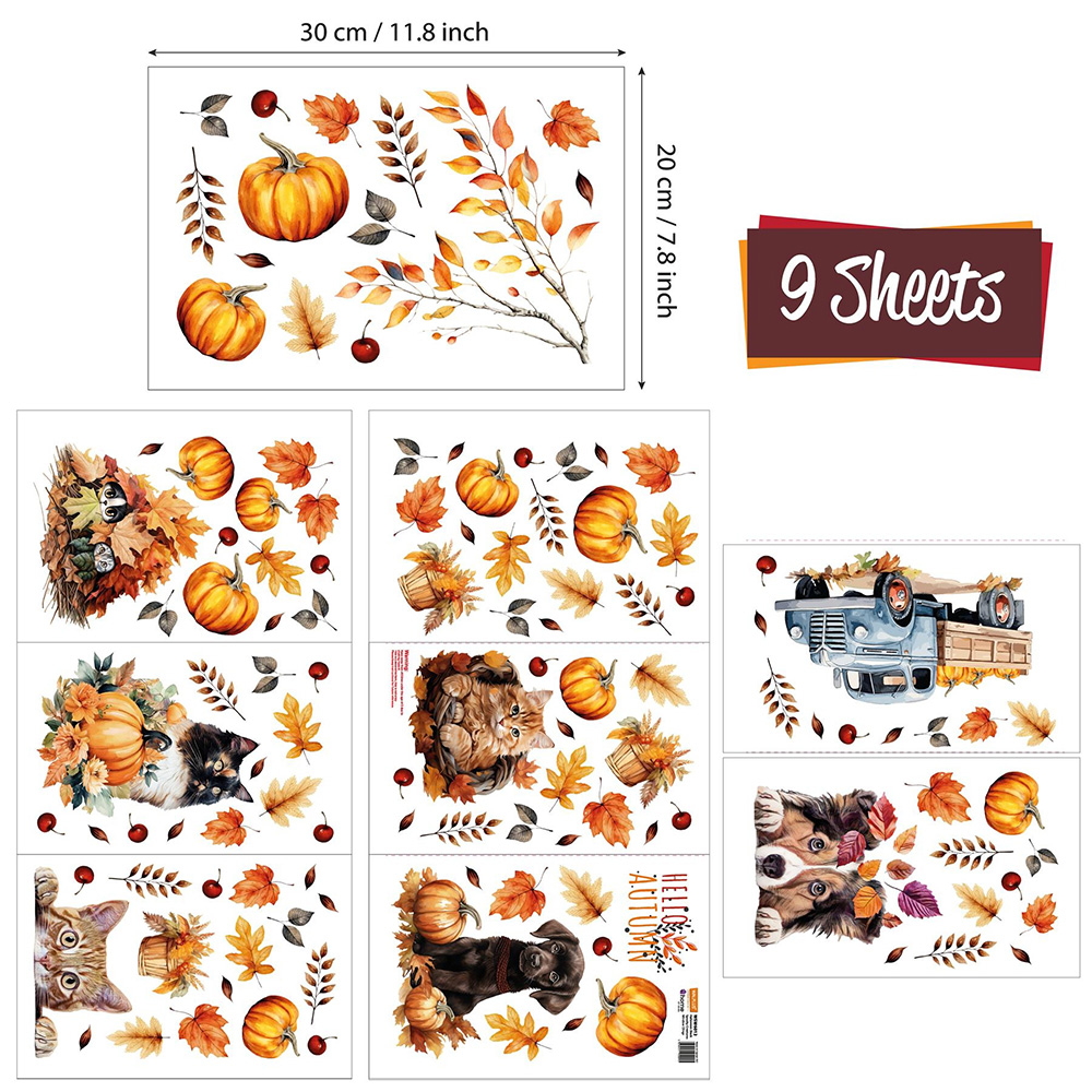 Walplus Halloween 123 Piece Autumn Cats and Dogs Window Cling Set Image 9