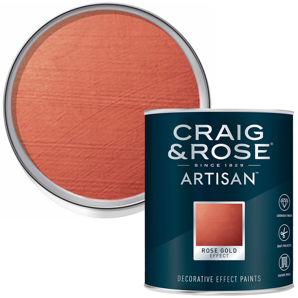 Craig & Rose Artisan Feature Wall Rose Gold Effect Paint 750ml Image 1
