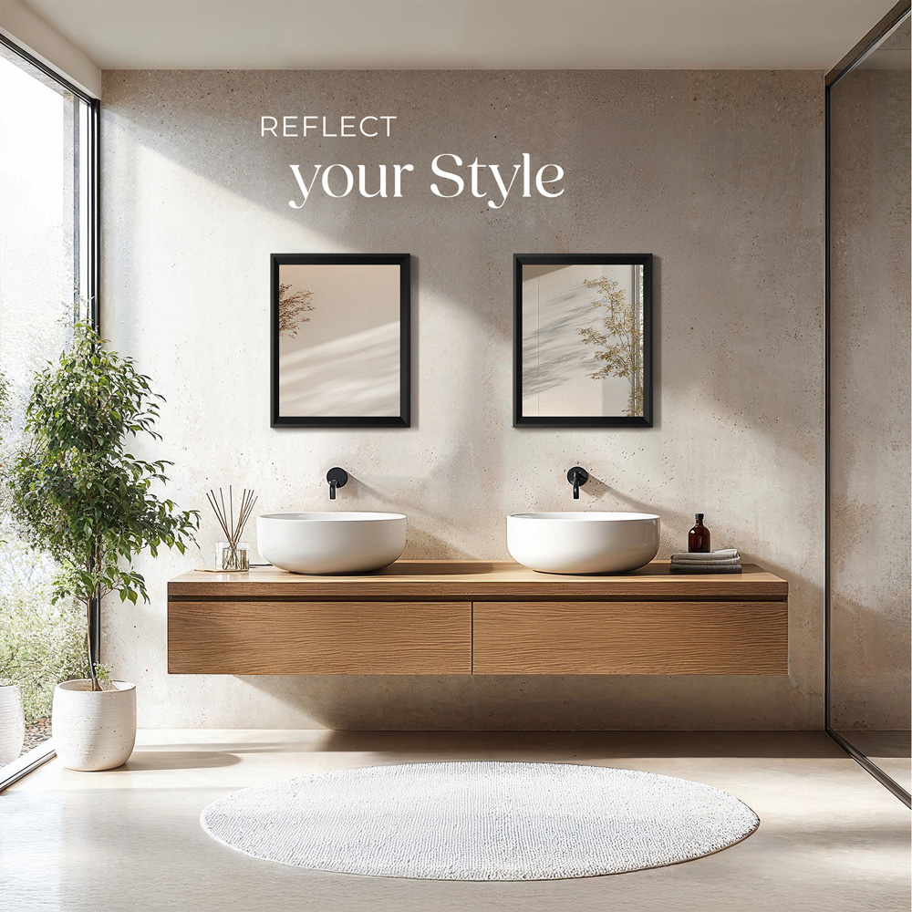 tectake Elina Black Rectangular Wall Mounted Mirror 50.8 x 40.6cm Image 2
