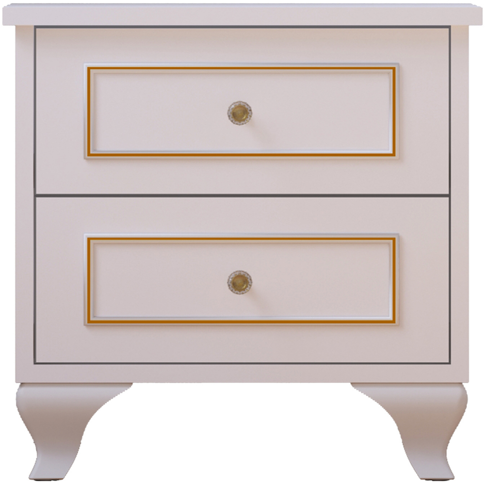 Evu MARIE 2 Drawer White Bedside Table Image 2
