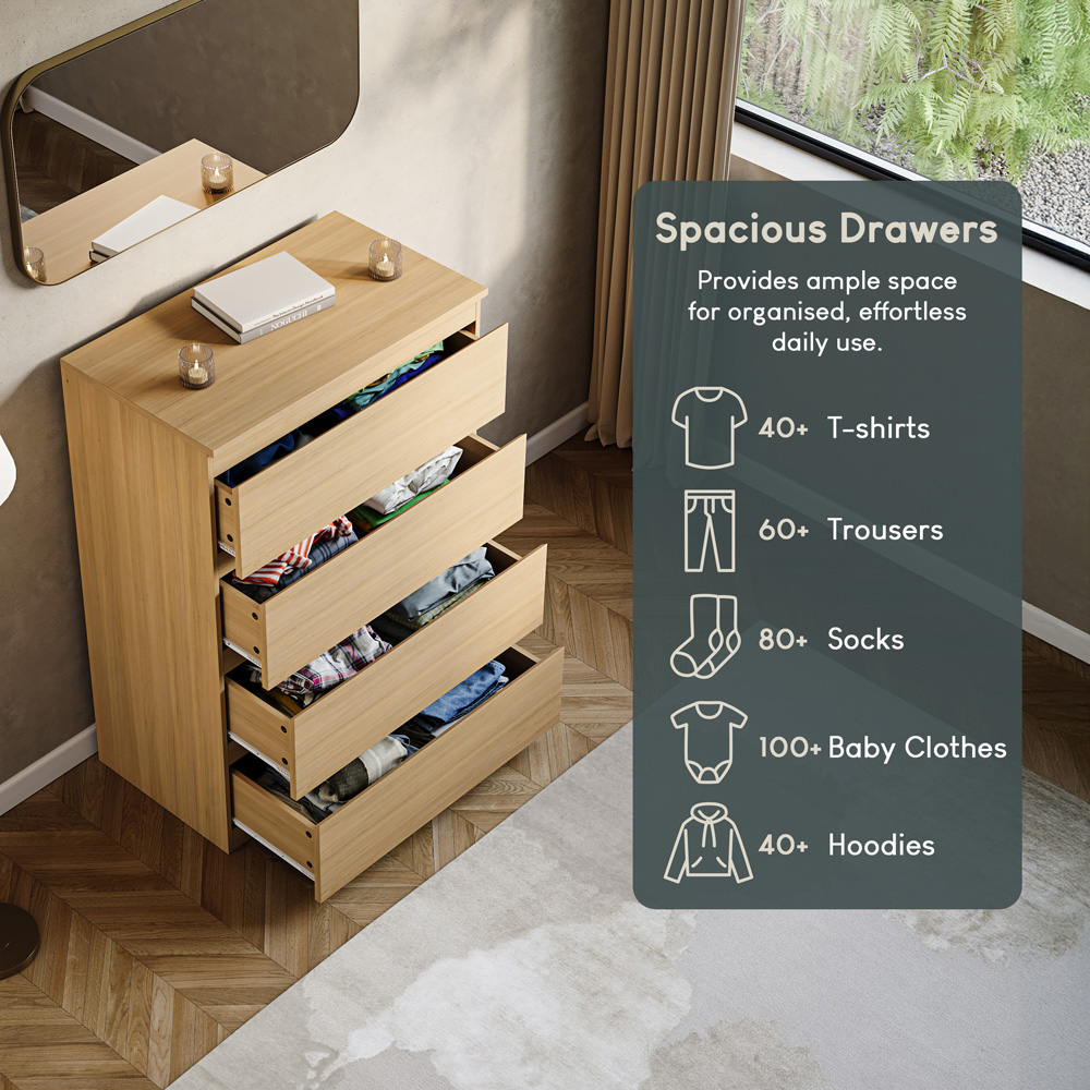 VIDA DESIGNS Denver 4 Drawer Pine Chest of Drawers Image 7
