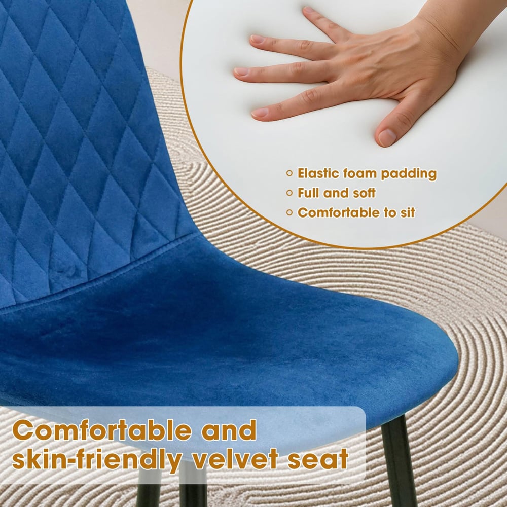 Alivio Set of 4 Blue Velvet Dining Chair Image 5