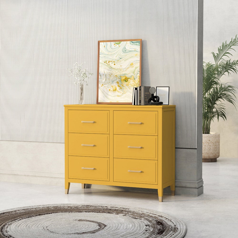 Palazzi 6 Drawer Mustard Chest of Drawers Image 8