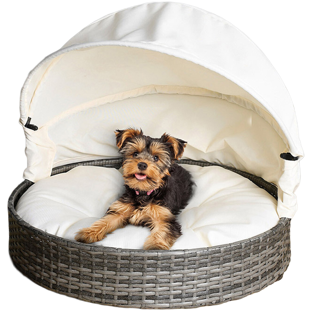Rattan Pet Bed with Canopy Image 3