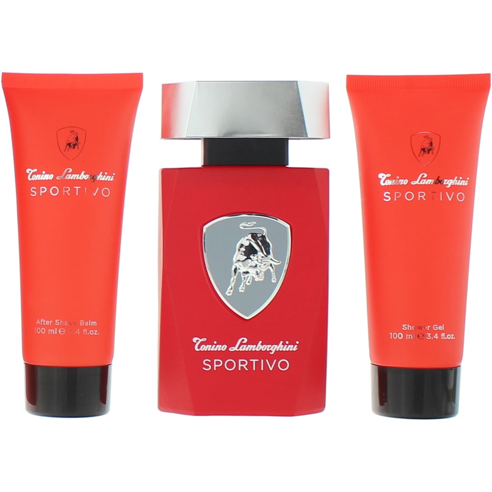 Tenino Lamborghini Sportive Eau De Toilette 3 Piece Gift Set 125ml Image 1