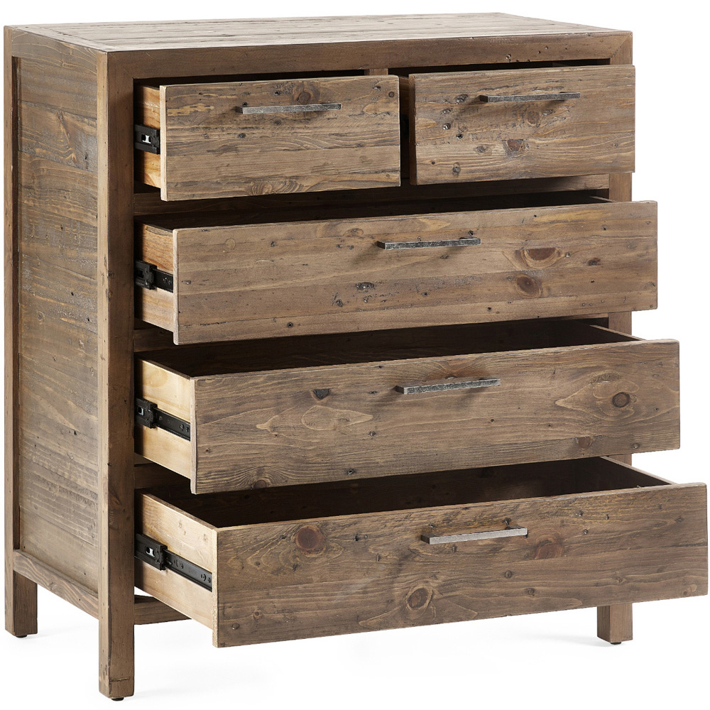 Julian Bowen Heritage 5 Drawer Distressed Chest of Drawers Image 4