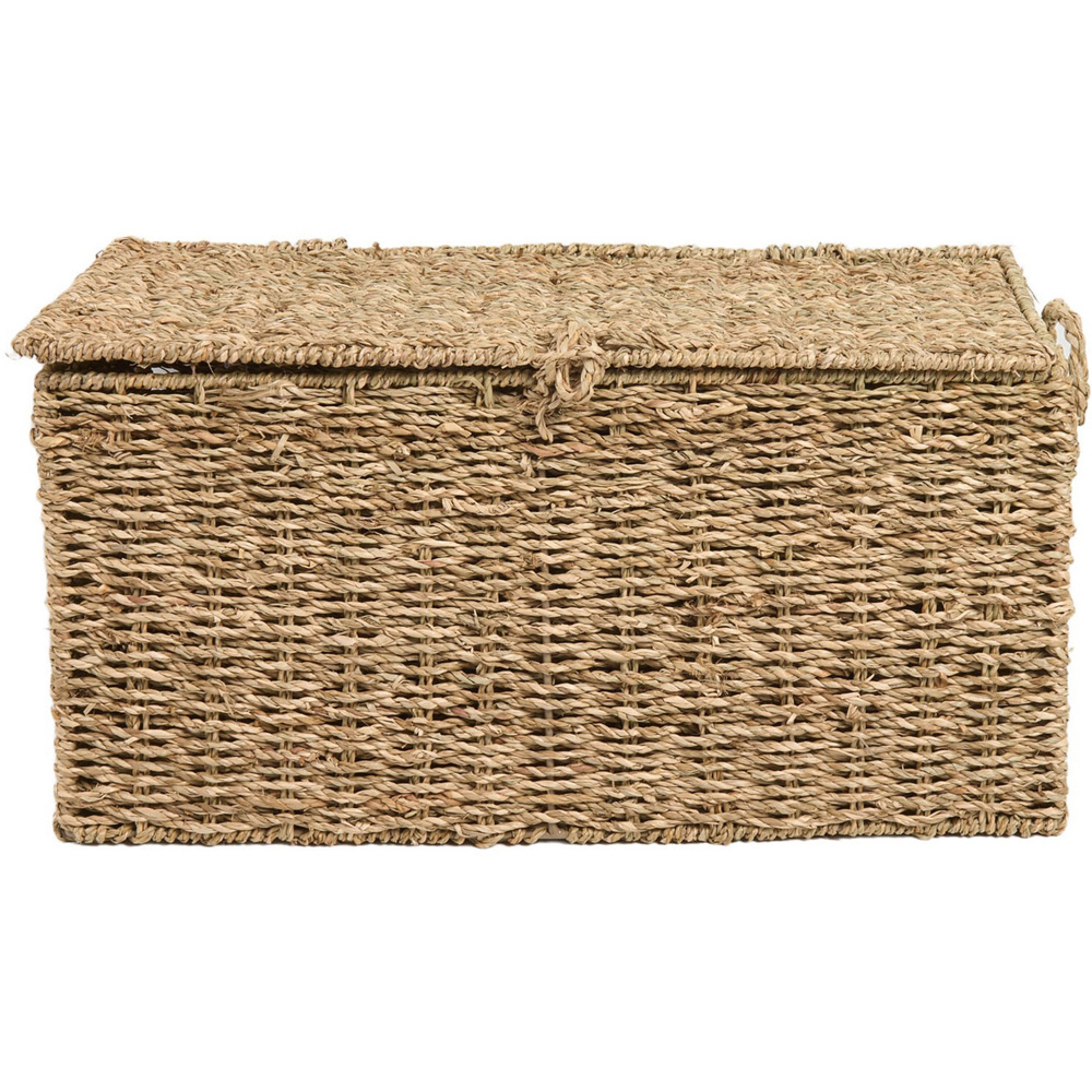 Set of 3 Seagrass Woven Storage Trunks Natural Image 7