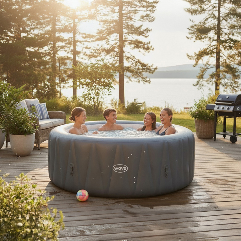 Wave Atlantic 6 Person Brown Rattan Inflatable Hot Tub 65 x 208cm Image 2