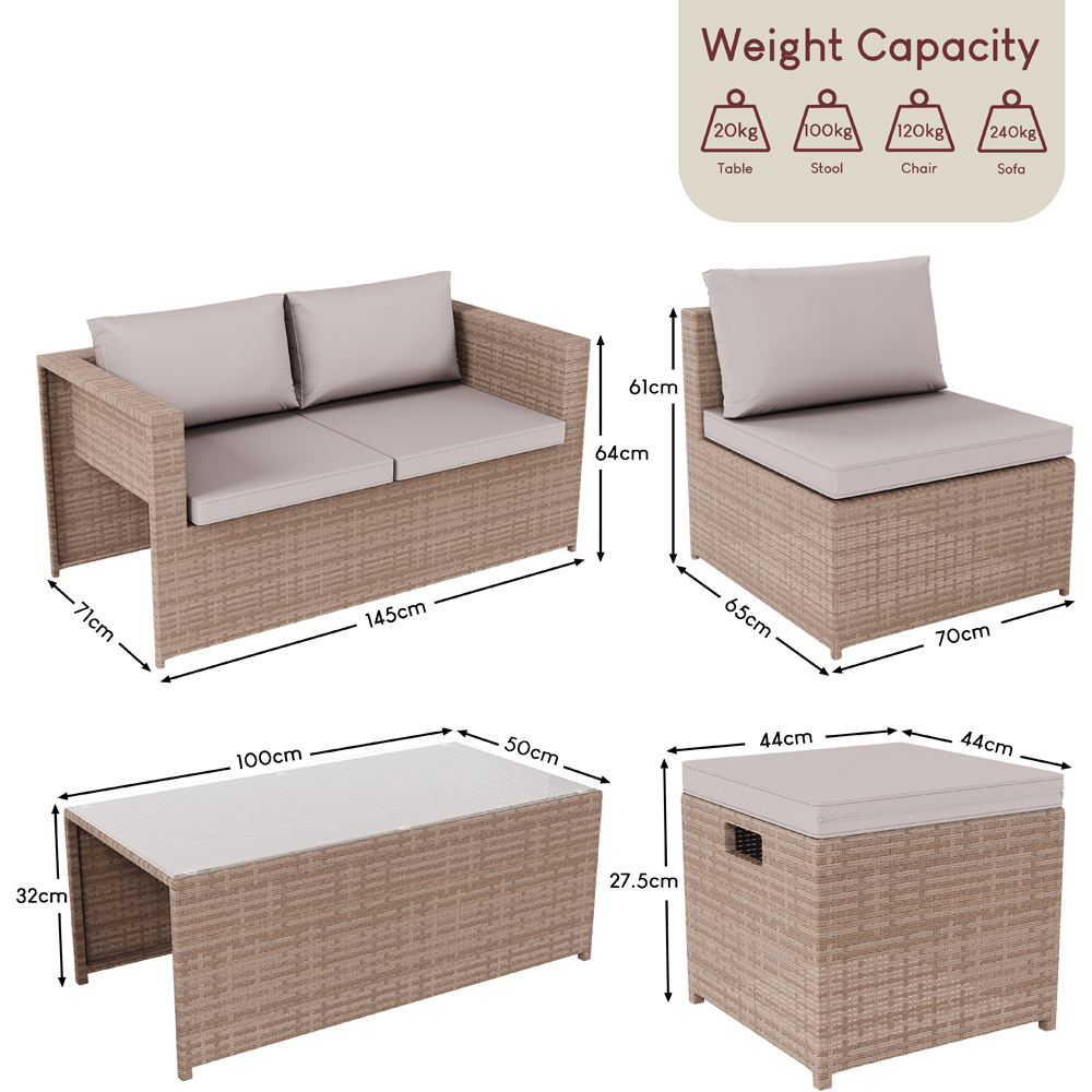 GARDEN VIDA Islay 6 Seater Natural PE Rattan Garden Lounge Set Image 8