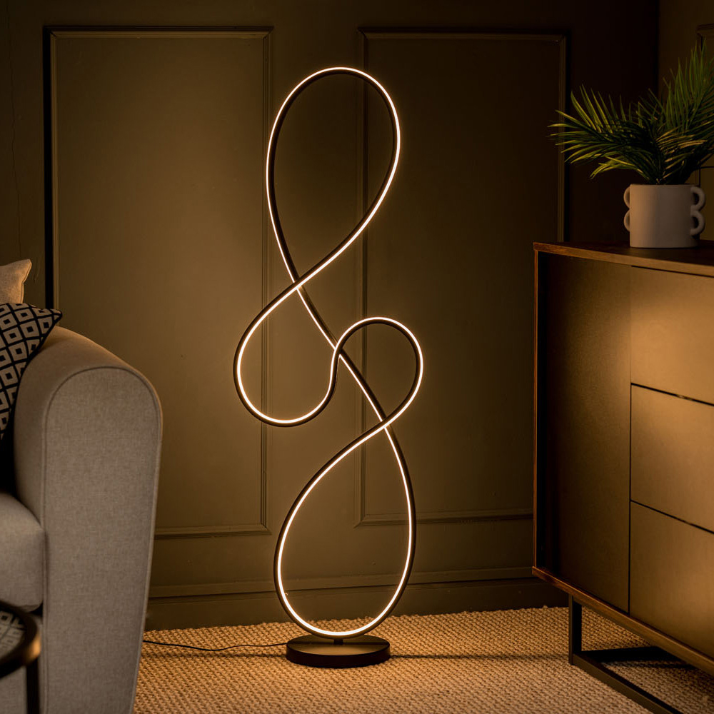 ValueLights Infinity Black Swirl Integrated LED Floor Lamp Image 2