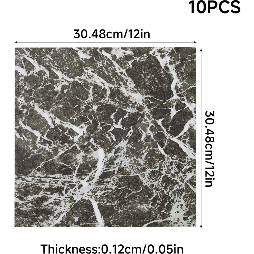 Living and Home Marble Pattern Dark Green Peel and Stick PVC Flooring Tile 10 Pack Image 8