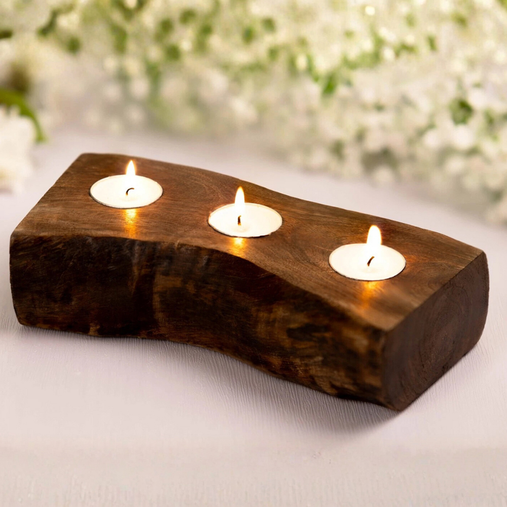 Marco Paul Wooden Tealight Candle Holder Image 2