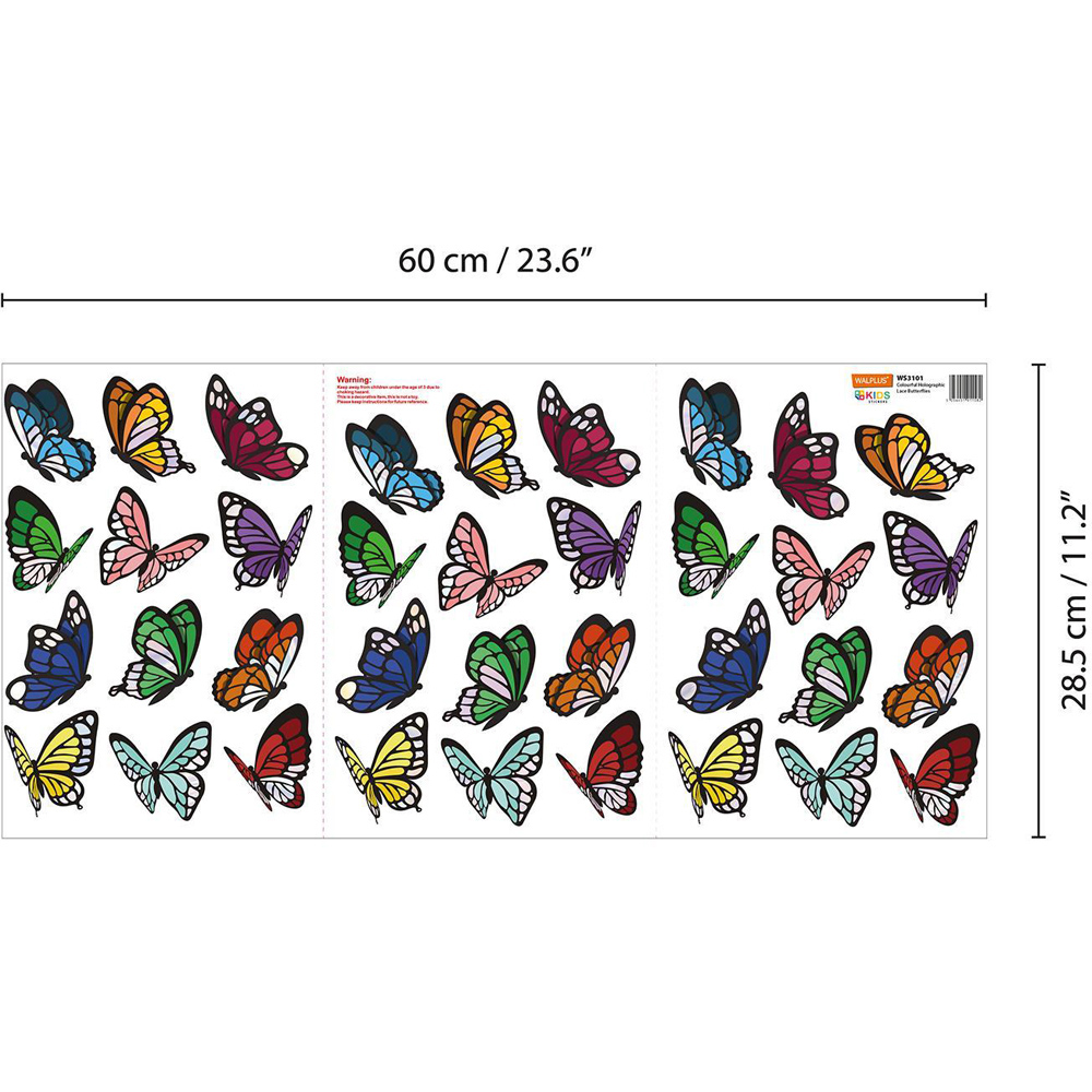 Walplus Kids Colourful Holographic Lace Butterflies Self Adhesive Wall Stickers Image 5