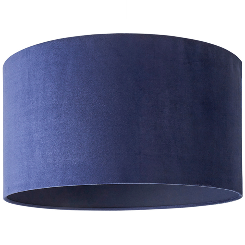 ValueLights Reni Navy Velvet Drum Ceiling Lamp Shade 45cm Image 1