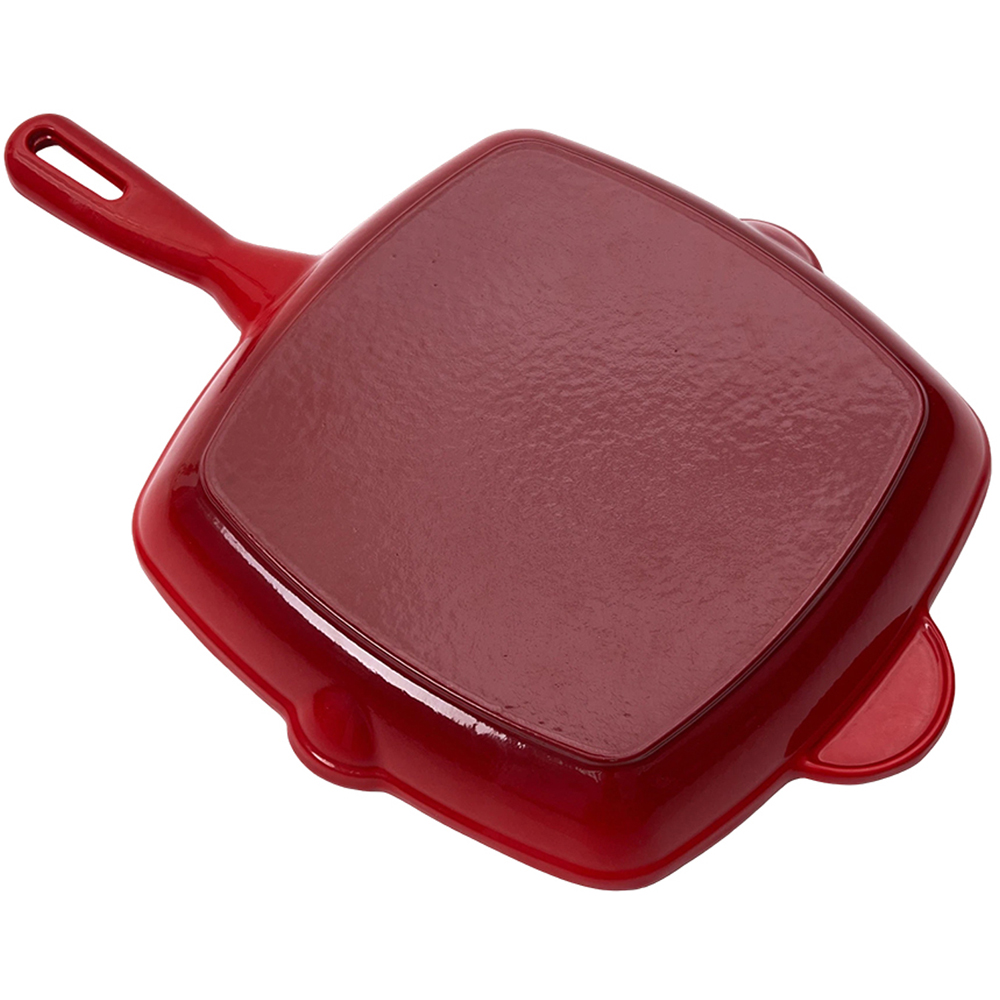 Living and Home 28.5cm Gradient Red Enamelled Cast Iron Square Grill Pan Image 4