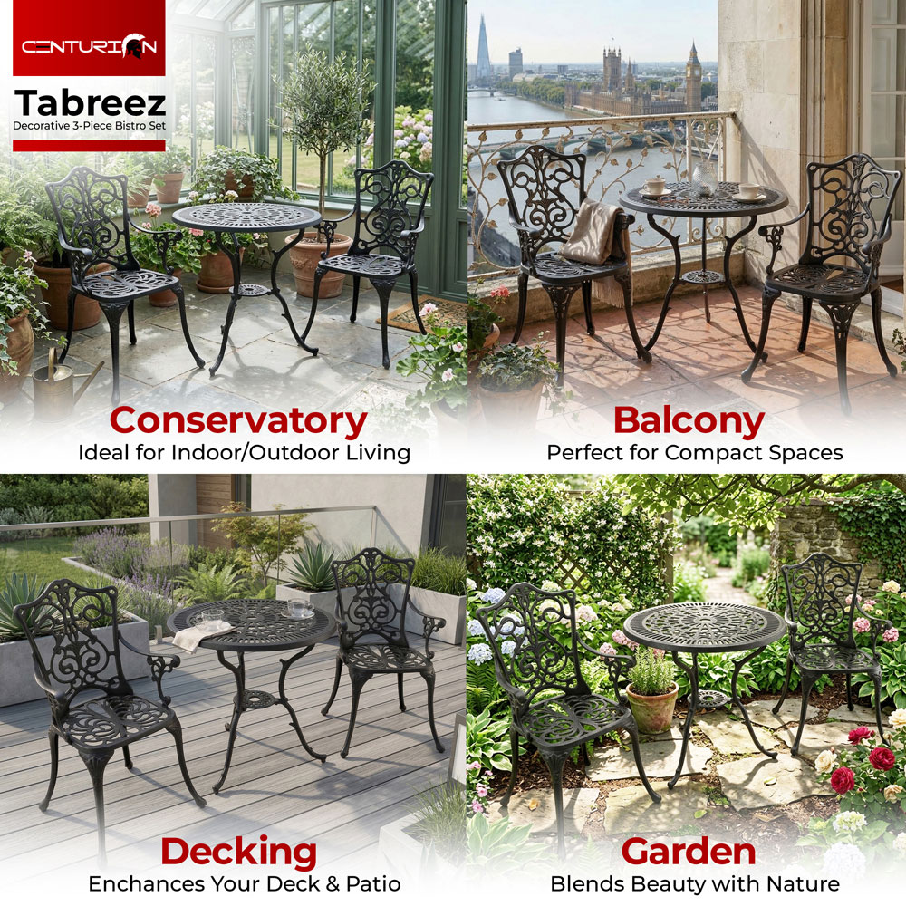 Centurion Supports Tabreez Aluminium 2 Seater Lounge Set Black Image 4