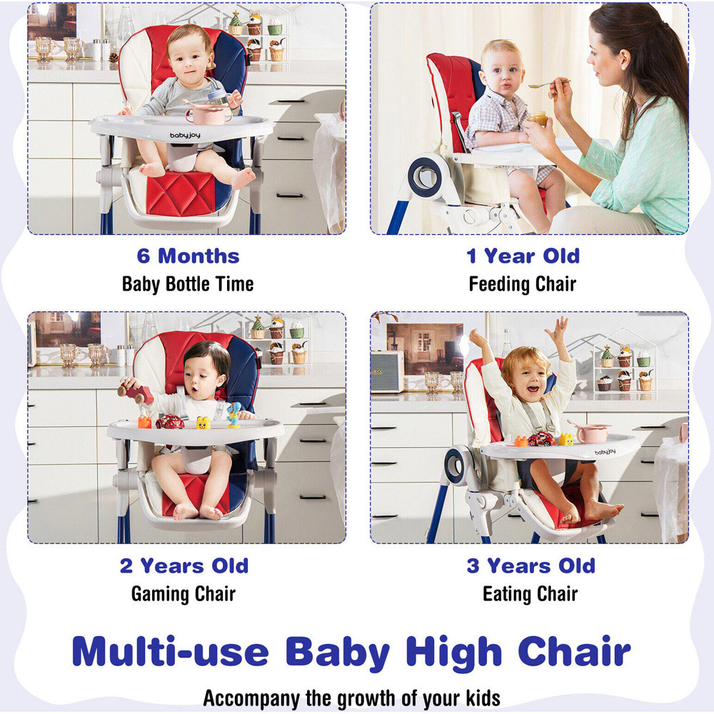 Costway Multicolour Folding Baby Highchair with Removable Tray Image 7