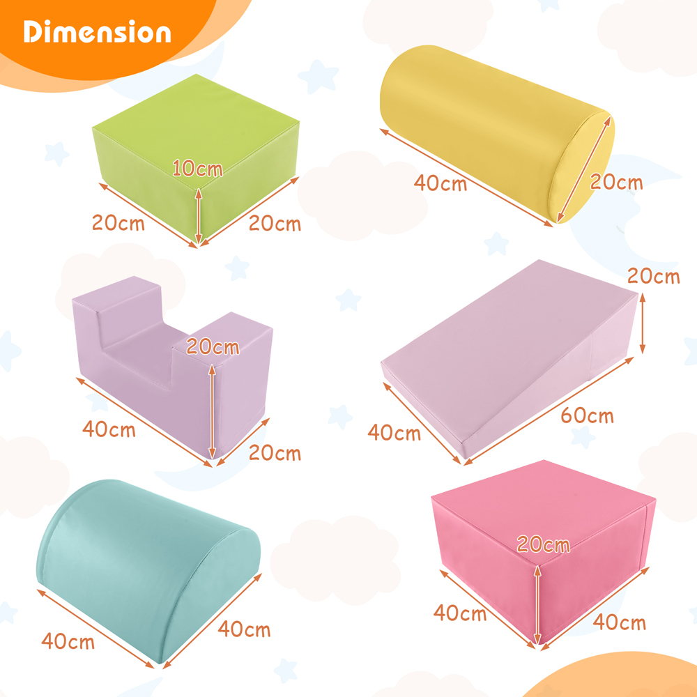 Costway Macaron Pink Toddler Foam Climbing Blocks with PU Cover Image 8