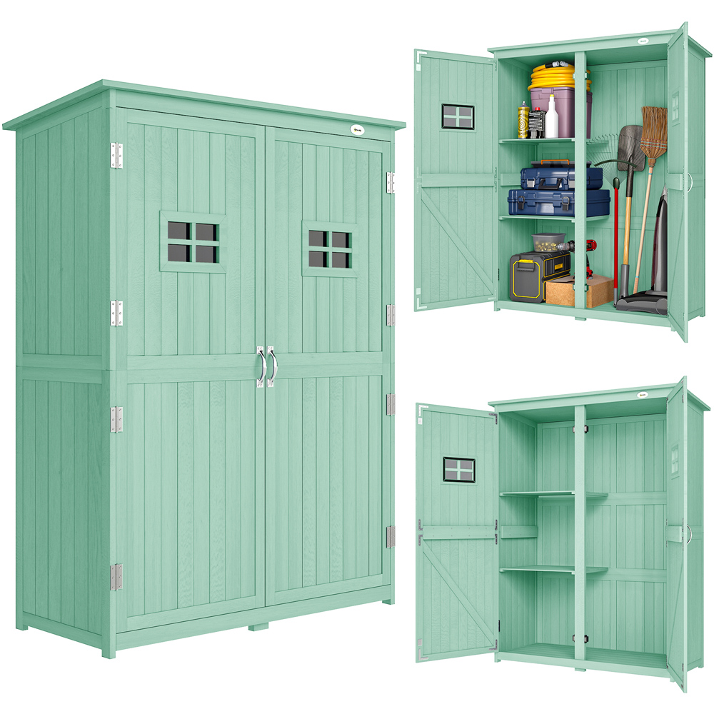 Outsunny 4.1 x 1.6ft Green Garden Tool Storage Cabinet Image 3