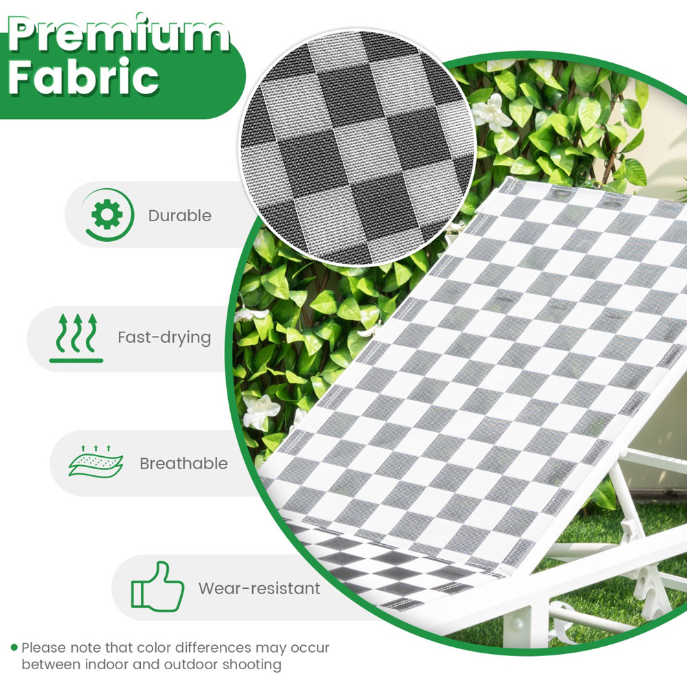 Costway Adjustable Patio Chaise Lounge Chair with Wheels Image 4