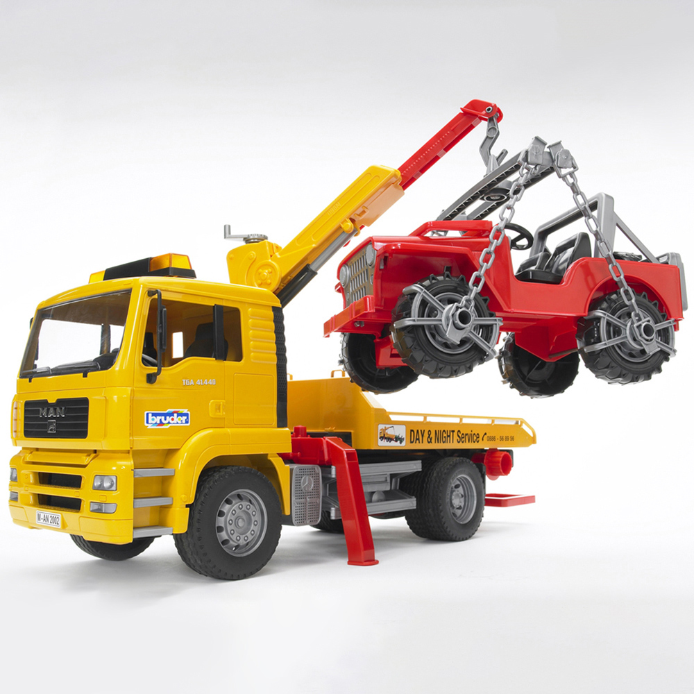 Bruder Kids MAN TGA Breakdown Truck with Cross Country Vehicle Playset Model Image 2