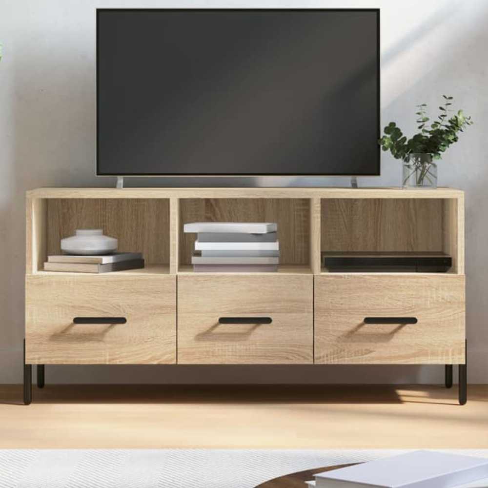 vidaXL 3 Drawer 3 Shelf Sonoma Oak TV Cabinet Image 1