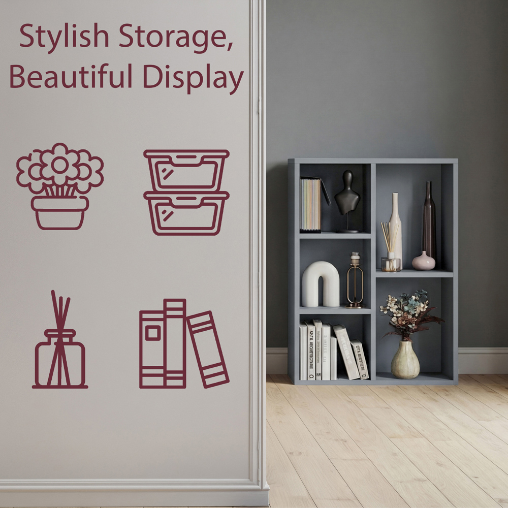 VIDA DESIGNS 5 Shelf Grey Cube Storage Unit Image 6
