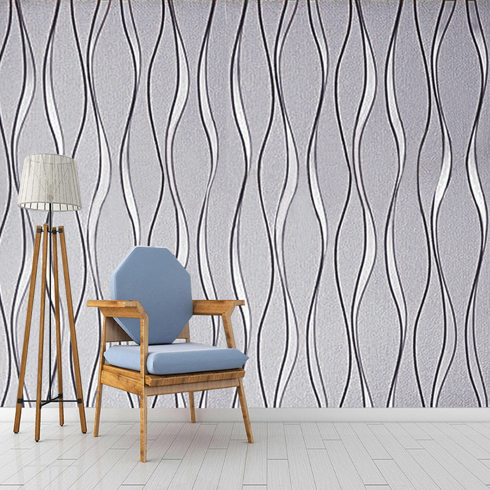 Living and Home Wavy Striped Geometric Wallpaper Image 8