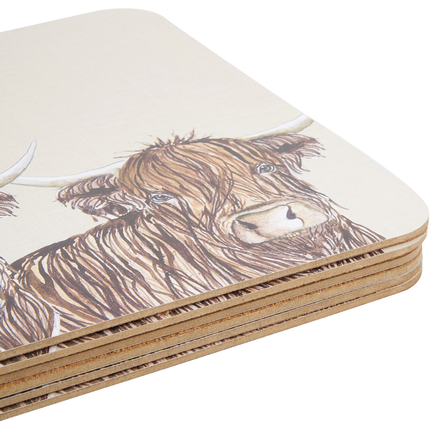 Impress 6 Pack Cream Highland Cow Placemat Image 2