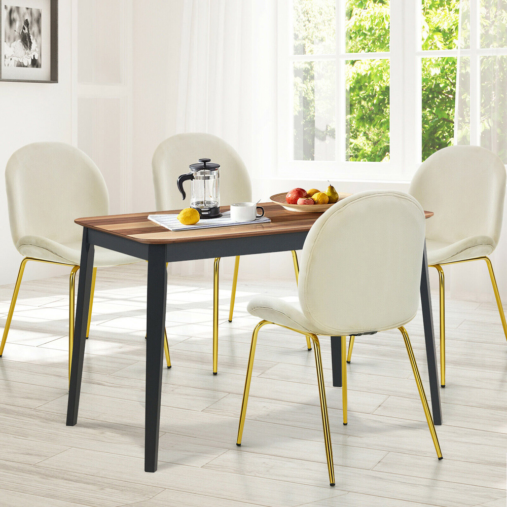 Costway Set of 2 Beige Velvet Dining Chair Image 3