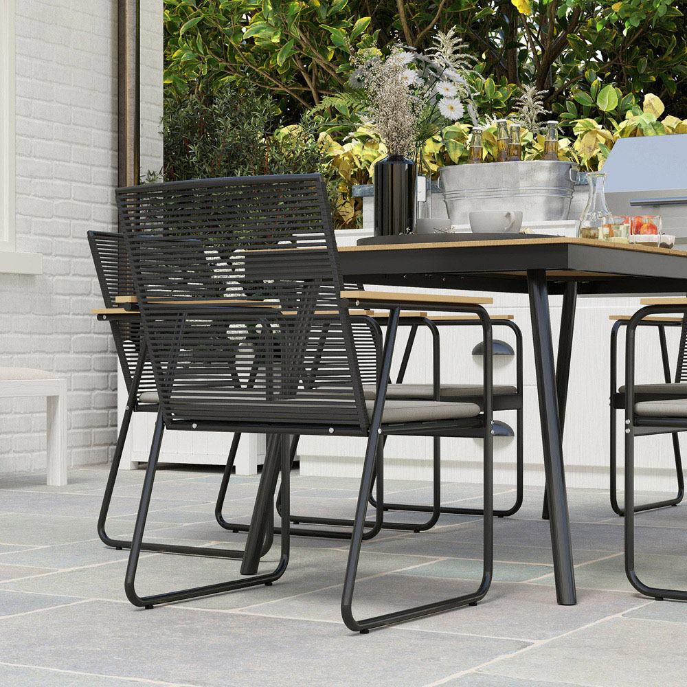 Outsunny 6 Seater Rattan Garden Dining Set Natural Image 5