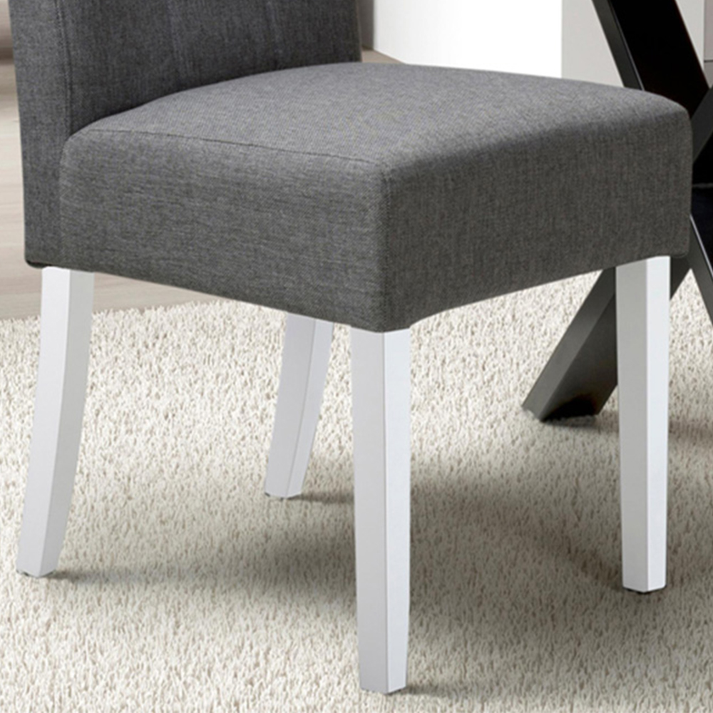 Moseley Set of 2 Grey and White Linen Effect Steel Dining Chair Image 3