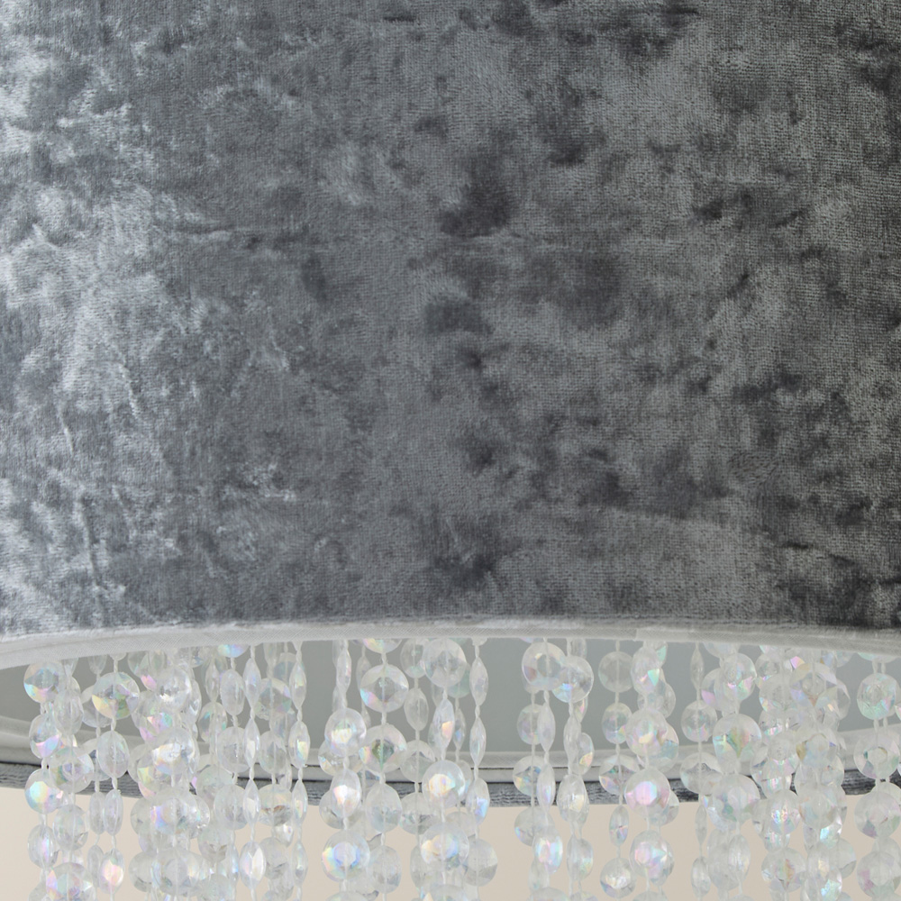 ValueLights Boland Silver Grey Velvet Droplets Pendant Shade Image 3