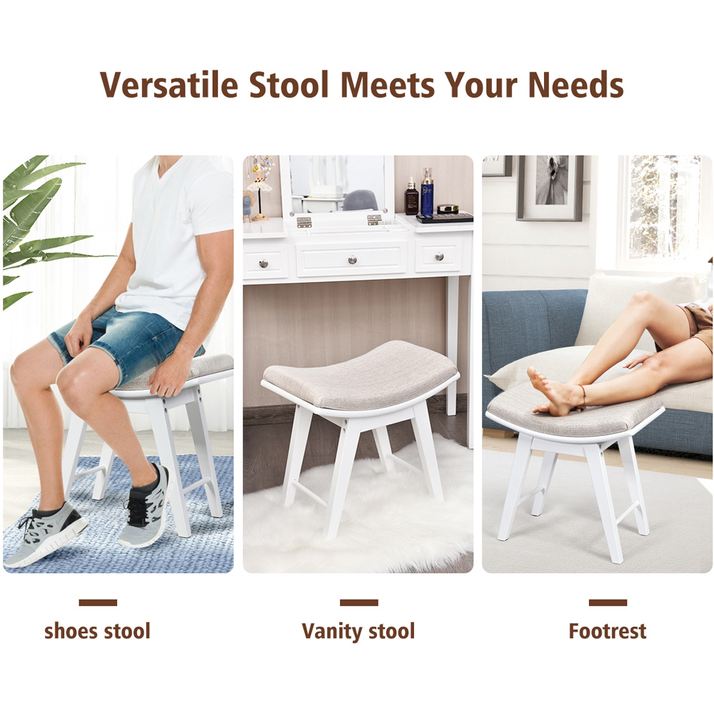 Costway White Dressing Table Stool Image 8