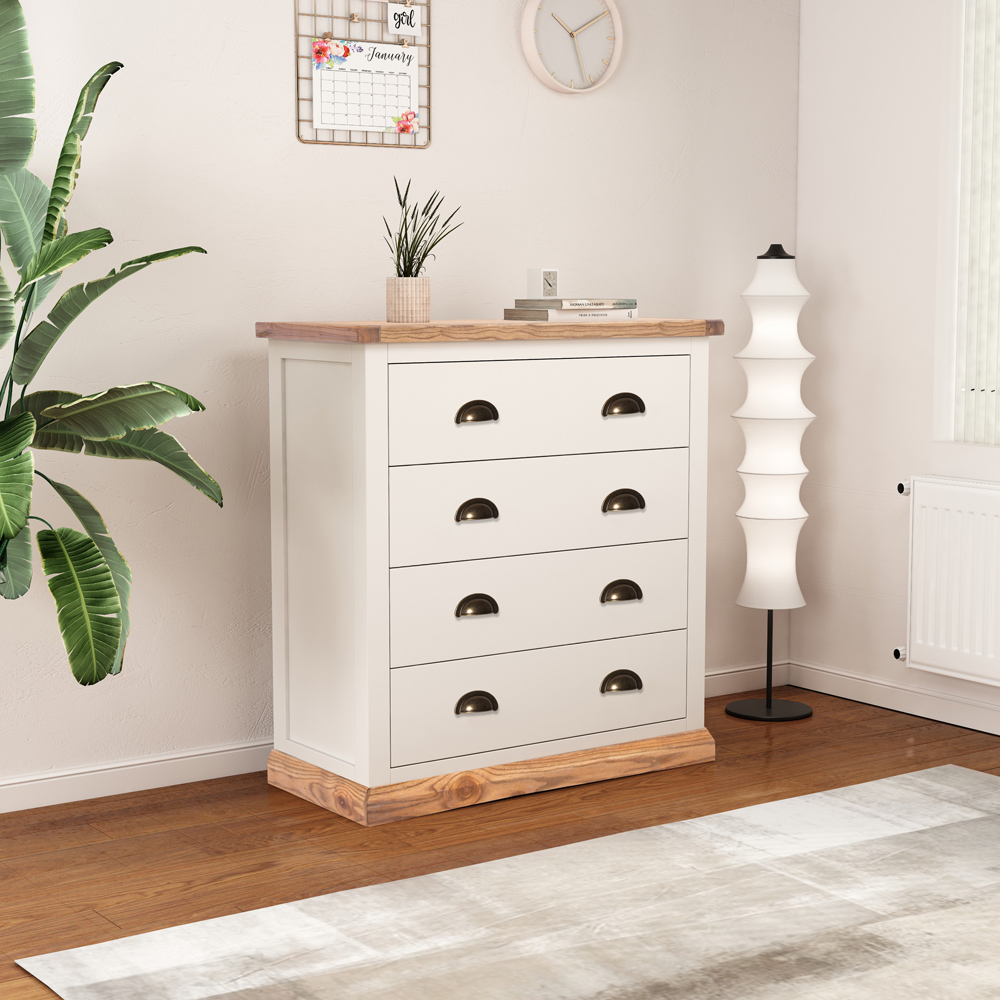 Tropea 4 Drawer Off White Chest of Drawers with Brass Cup Handles Image 8