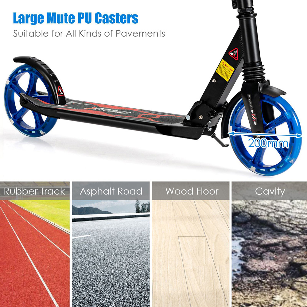 Costway Black Folding Kick Scooter with Large Wheels Image 3