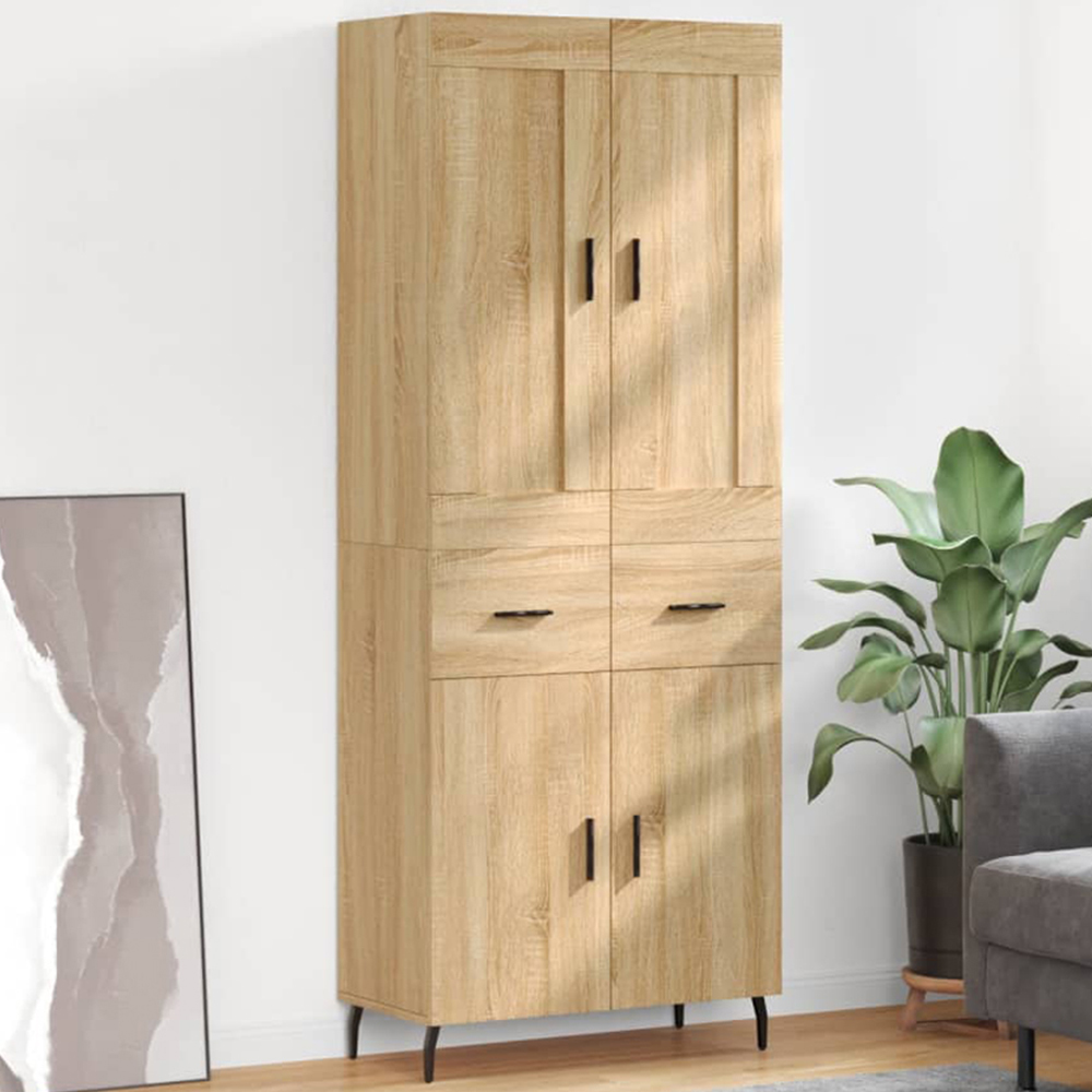 vidaXL 4 Door 2 Drawer Sonoma Oak Highboard Image 1