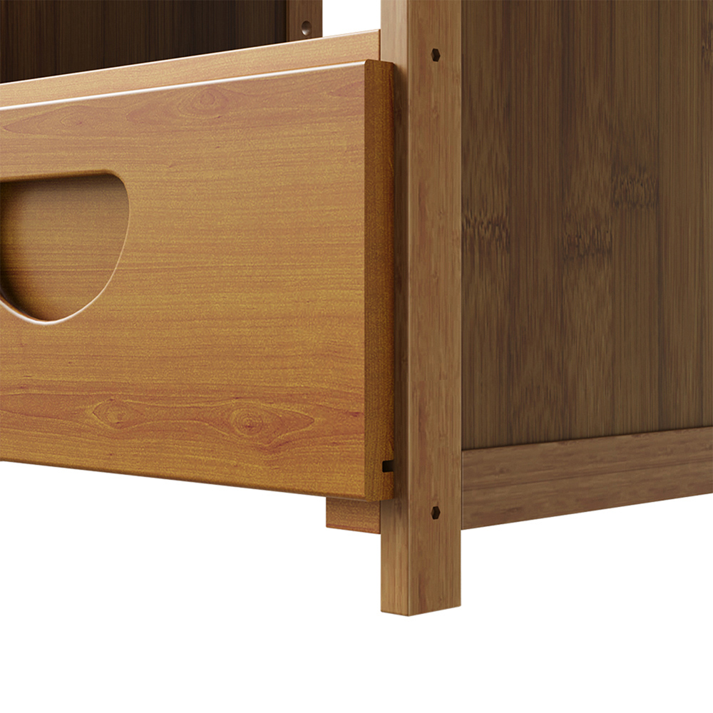 Living and Home Single Drawer Single Shelf Tea Colour Bedside Table Image 4