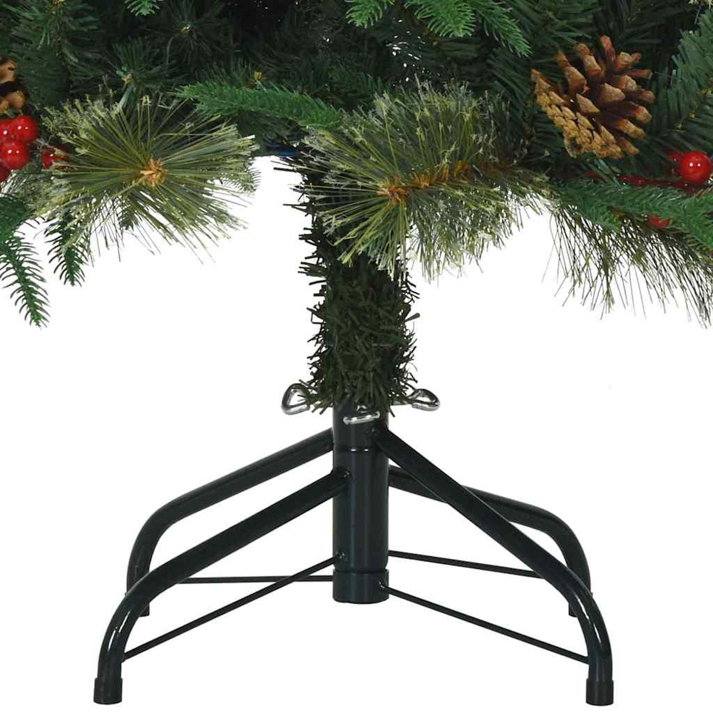 vidaXL Pre-Lit Green Artificial Hinged Christmas Tree 5ft Image 8