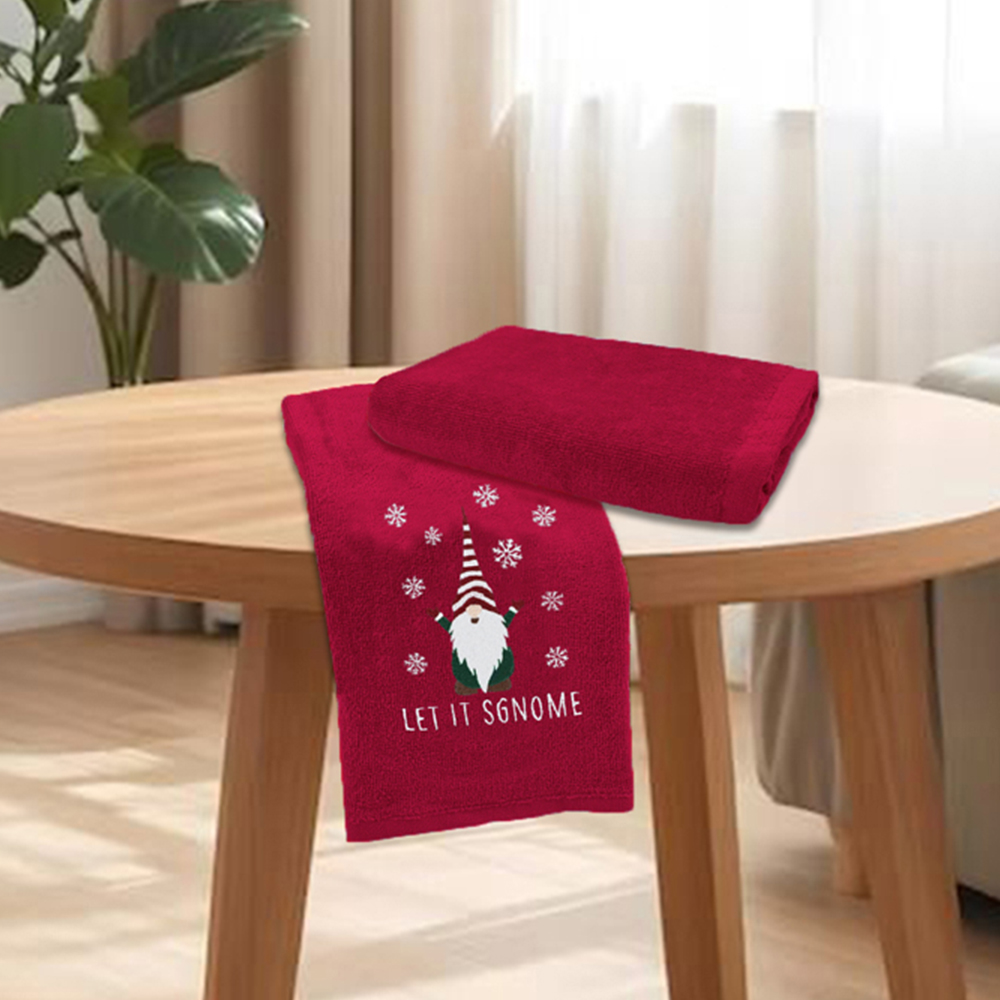 Noel Square Xmas Gonks Red Hand Towel 2 Pack Image 2