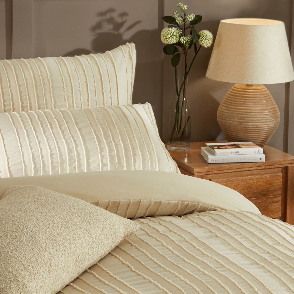 Duvet Day Harrison Single Cream Stripe Printed Duvet Set Image 2