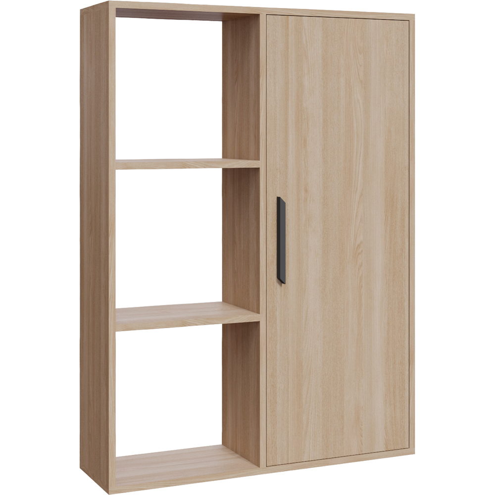 Decorotika Patrick Single Door 3 Shelf Oak Bookcase Image 2