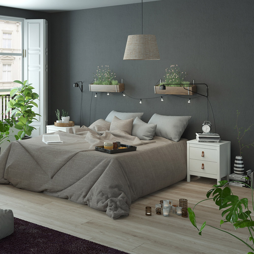 Florence Barcelona 2 Drawer White Bedside Table Image 5