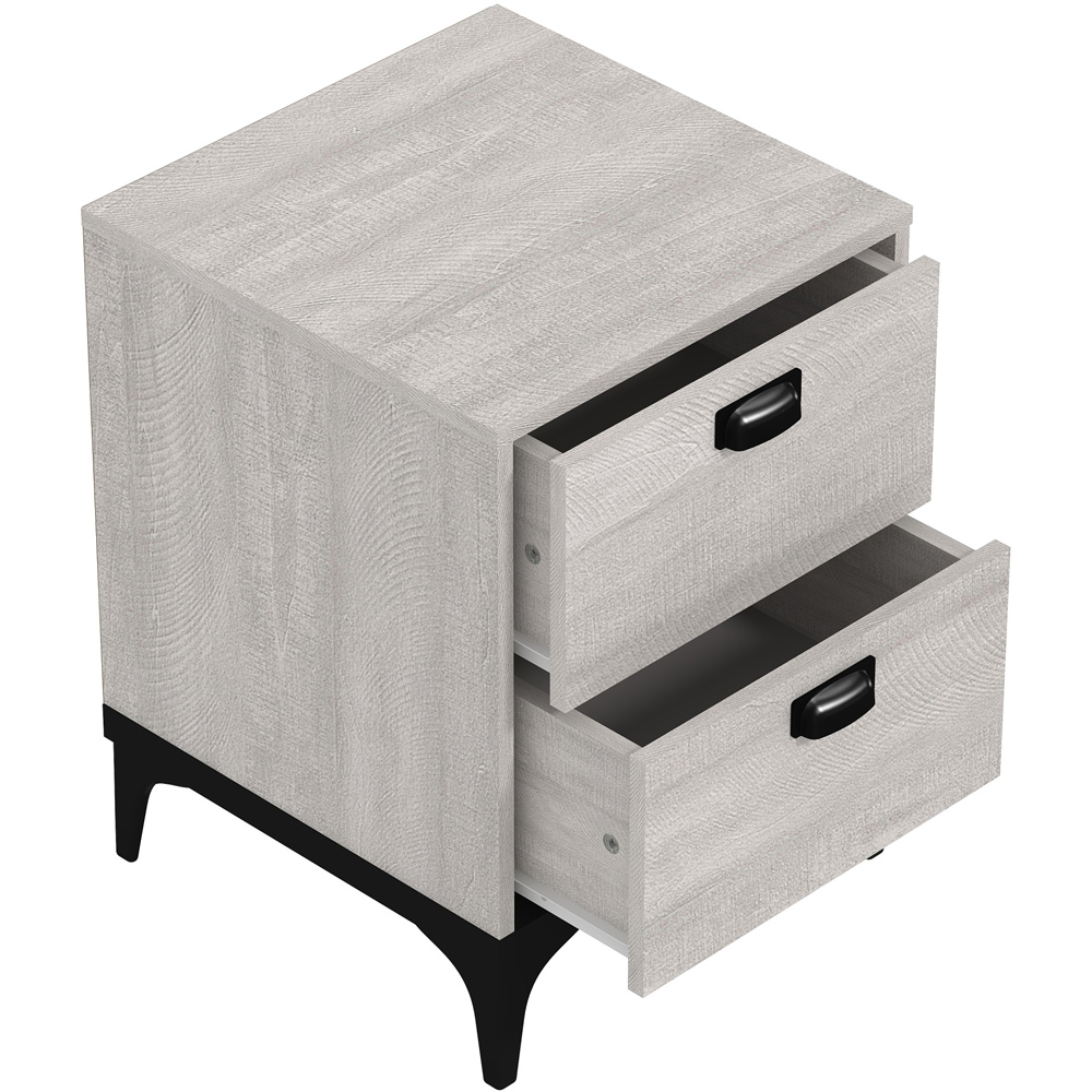 GFW Truro 2 Drawer Grey Wood Effect Bedside Table Image 4